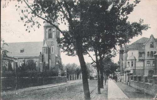 Lyck - M�hlen strasse mit katholische Kirche Jahr 1917