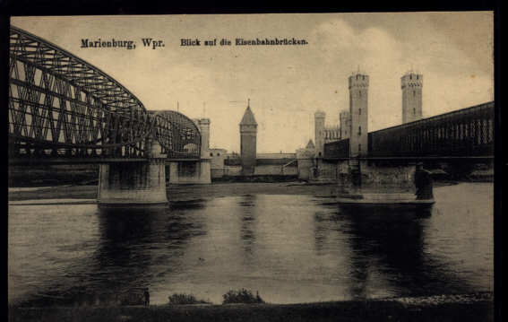 Marienburg - Bick auf die Kisenbahnbr�cken